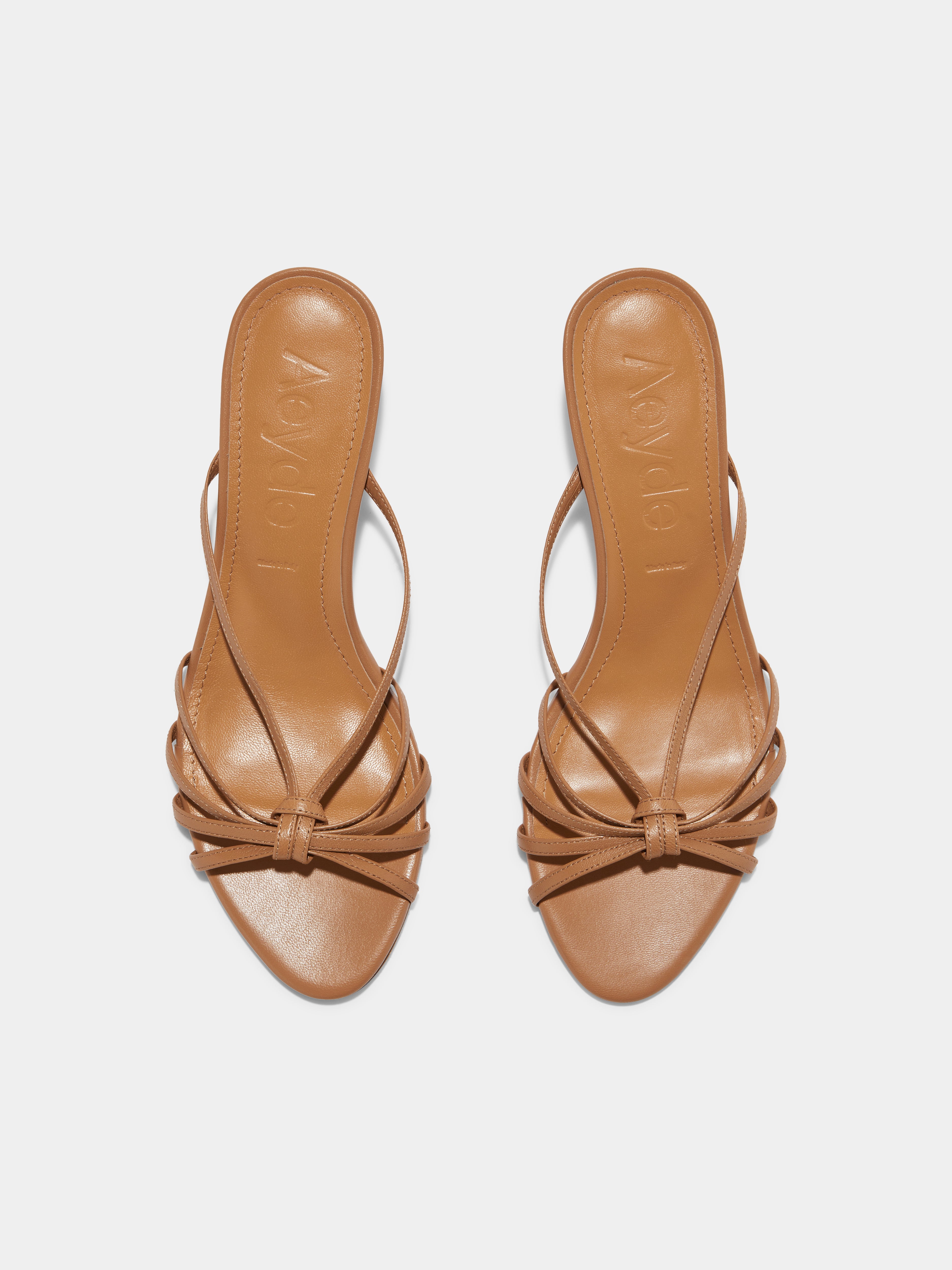 Aeyde | Abby Leather Heeled Sandals for Women | Hazelnut Nappa | Round Toe | Mid Heel | Luxury Materials | Handmade in Italy