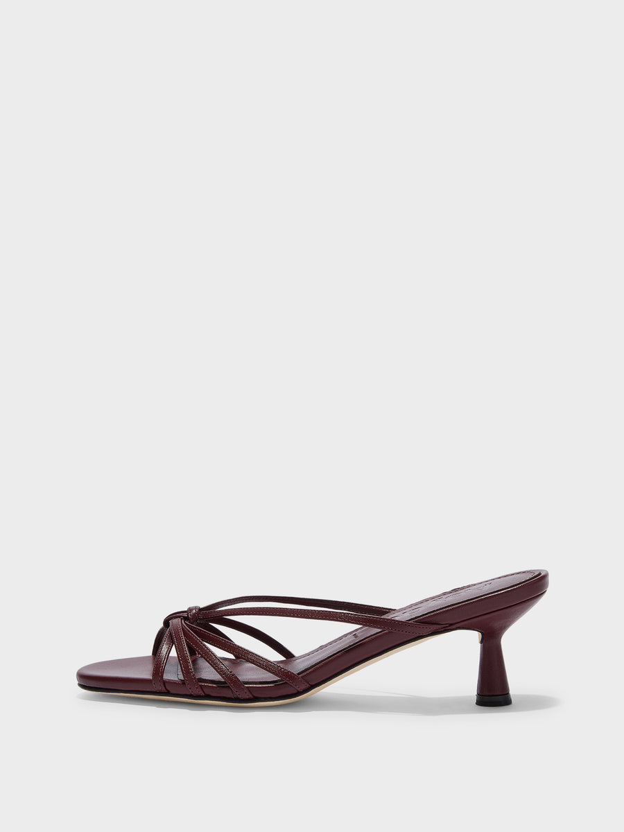 Aeyde | Abby Leather Heeled Sandals for Women | Port Nappa | Round Toe | Mid Heel | Side View