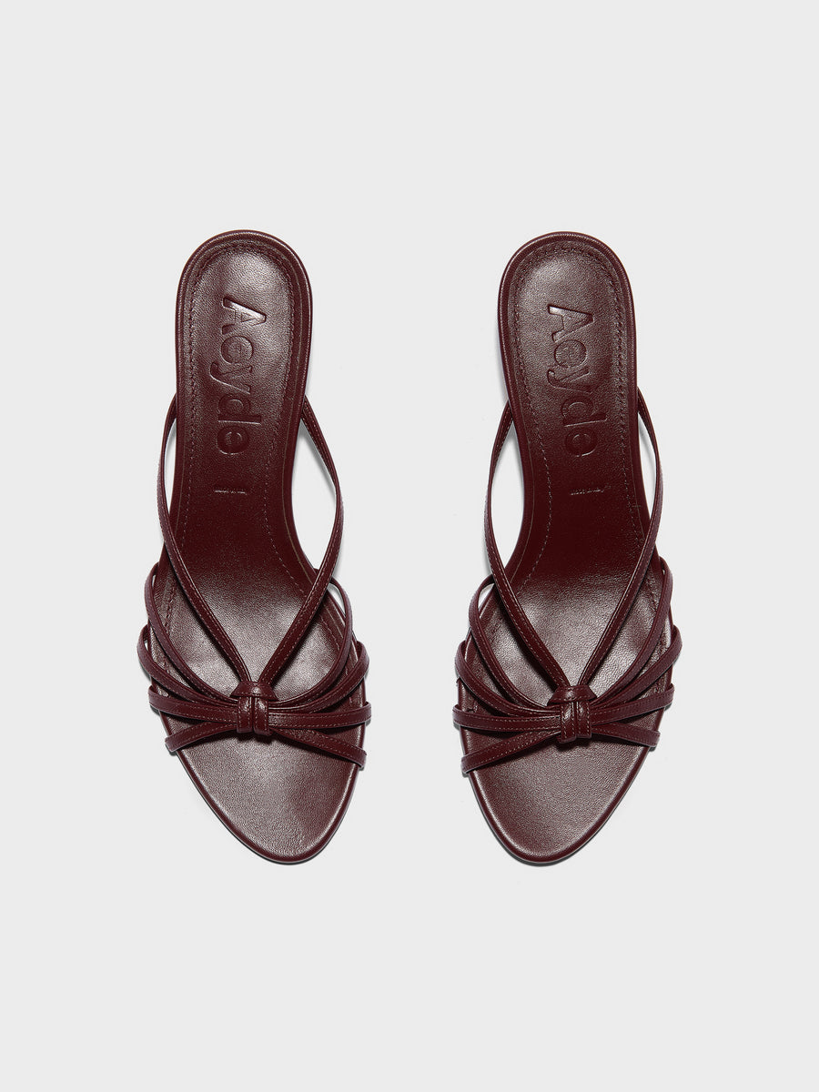 Aeyde | Abby Leather Heeled Sandals for Women | Port Nappa | Round Toe | Mid Heel | Front View