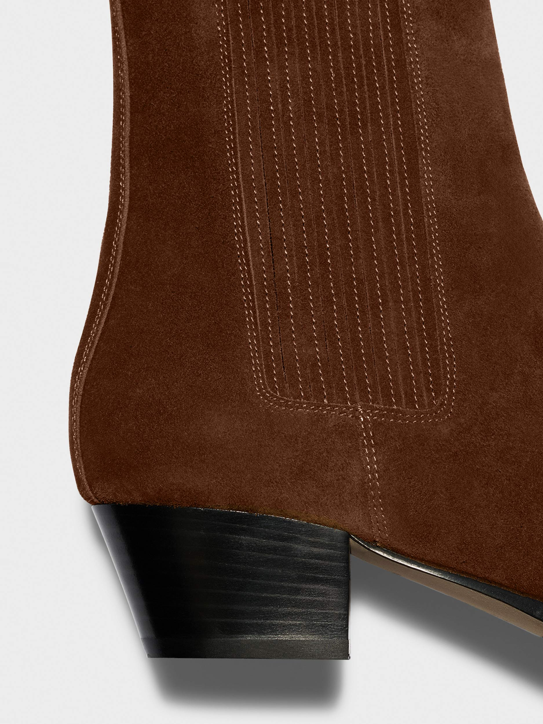 Aeyde | Agata Suede Ankle Boots Leather Ankle Boots for Women | Brown Suede | Square Toe | Mid Heel | Heel Details