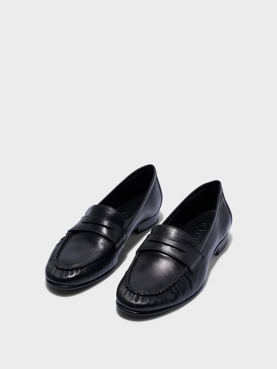 Aeyde | Aldous Leather Loafers Leather Flats for Women | Black Nappa | Round Toe | Low Heel | Luxury Materials | Handmade in Italy