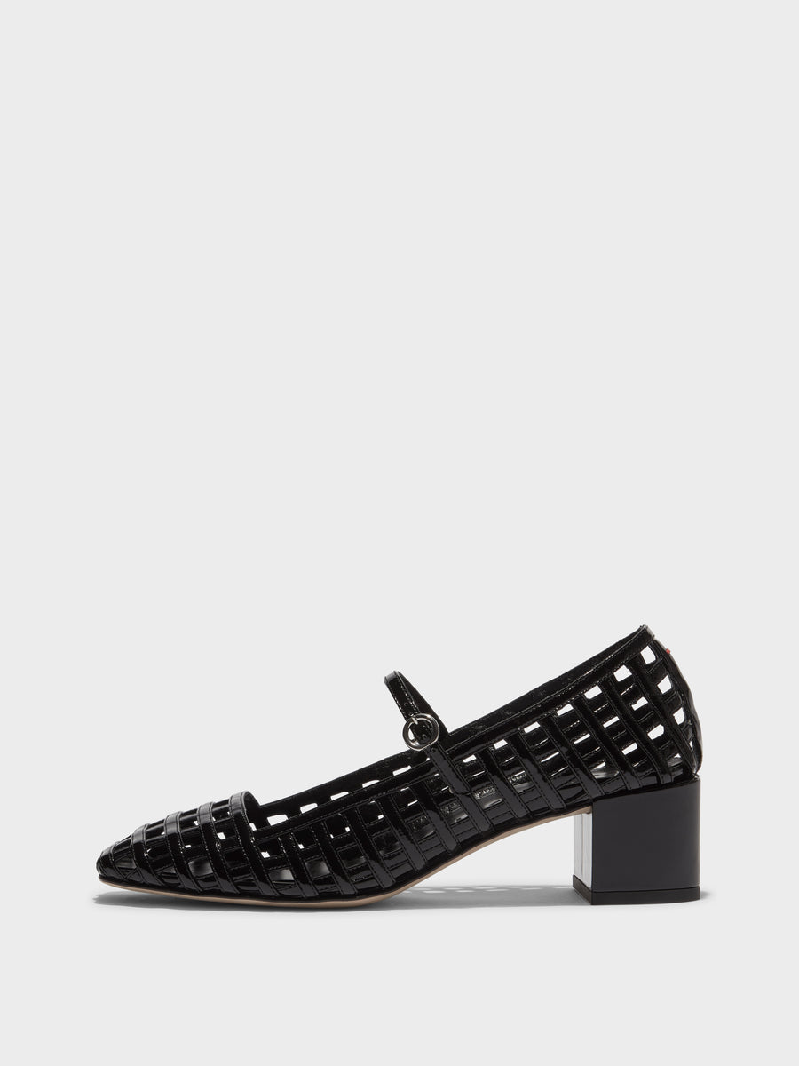 Aline Caged Leather Mary-Jane Pumps