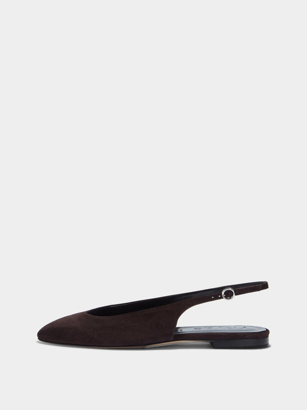 Aeyde | Amelia Leather Flats for Women | Moka Suede |  | Flat Heel | Side View