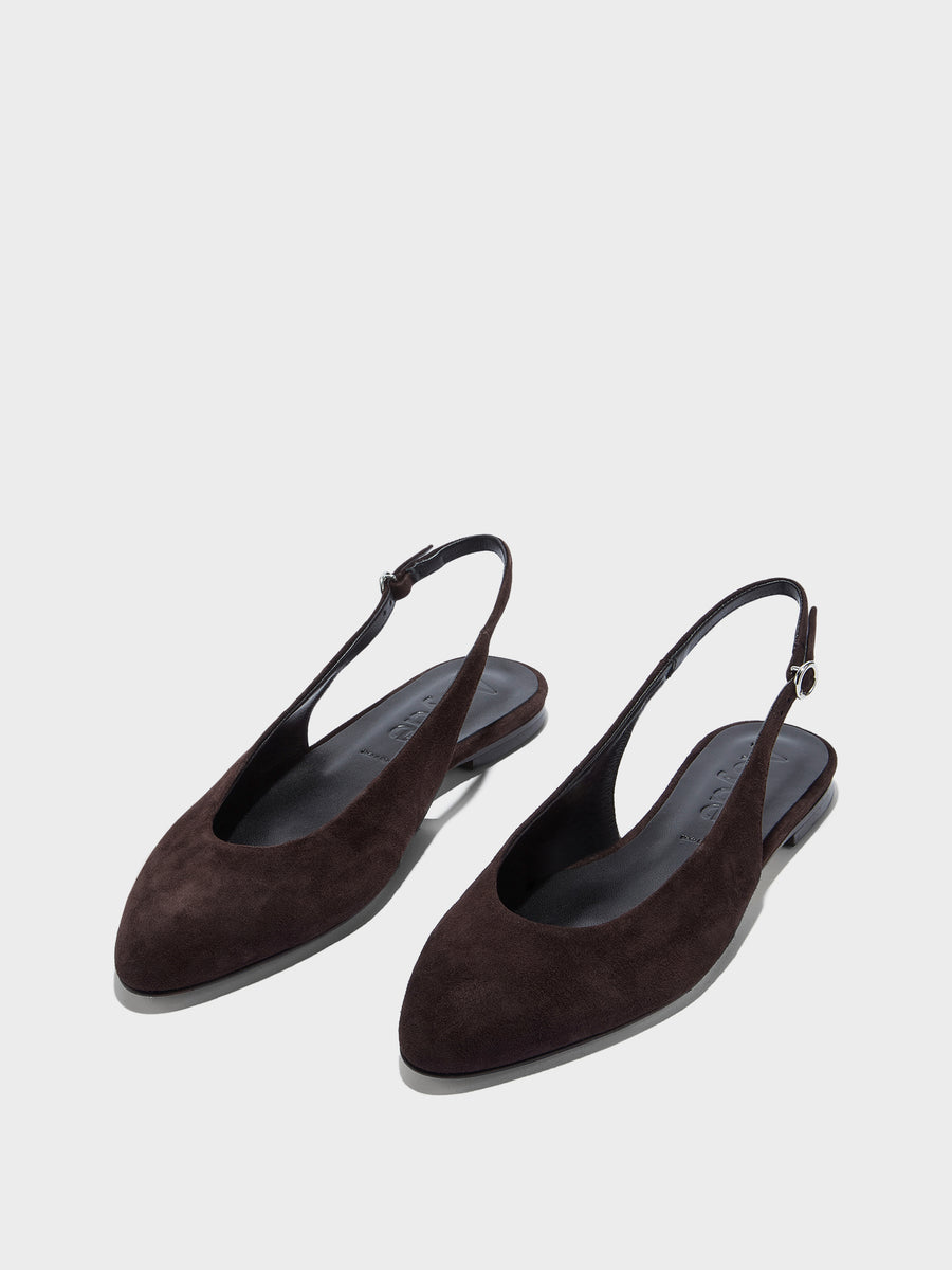 Aeyde | Amelia Leather Flats for Women | Moka Suede |  | Flat Heel | Luxury Materials | Handmade in Italy