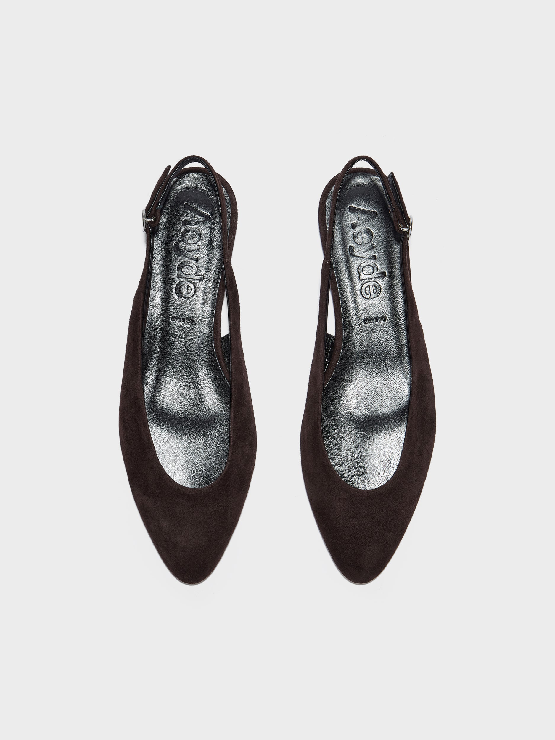 Aeyde | Amelia Leather Flats for Women | Moka Suede |  | Flat Heel | Front View
