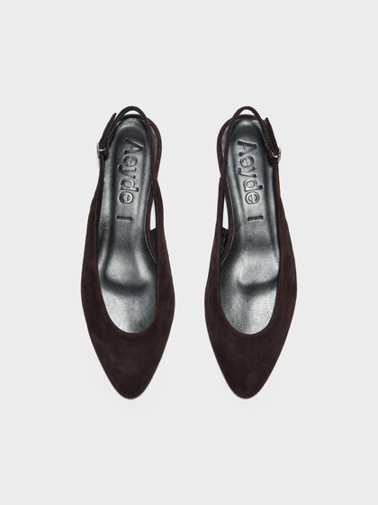 Aeyde | Amelia Leather Flats for Women | Moka Suede |  | Flat Heel | Front View