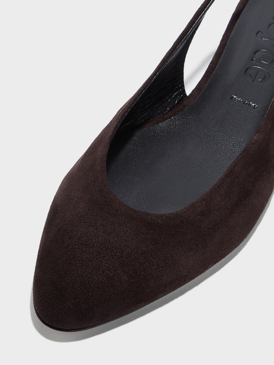 Aeyde | Amelia Leather Flats for Women | Moka Suede |  | Flat Heel | Heel Details
