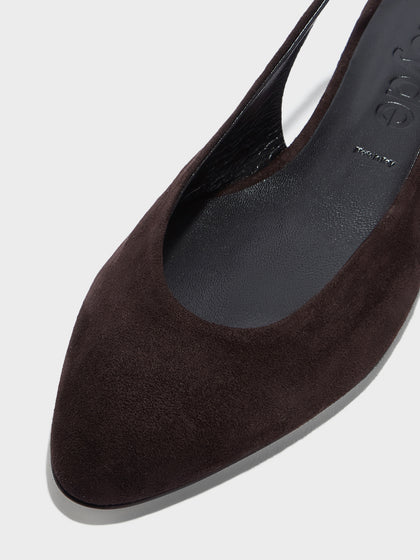Aeyde | Amelia Leather Flats for Women | Moka Suede |  | Flat Heel | Heel Details