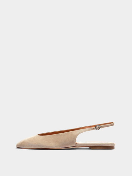 Aeyde | Amelia Leather Flats for Women | Sand Suede |  | Flat Heel | Side View