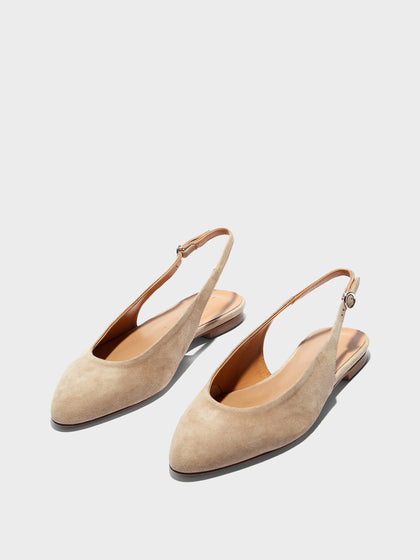 Aeyde | Amelia Leather Flats for Women | Sand Suede |  | Flat Heel | Luxury Materials | Handmade in Italy