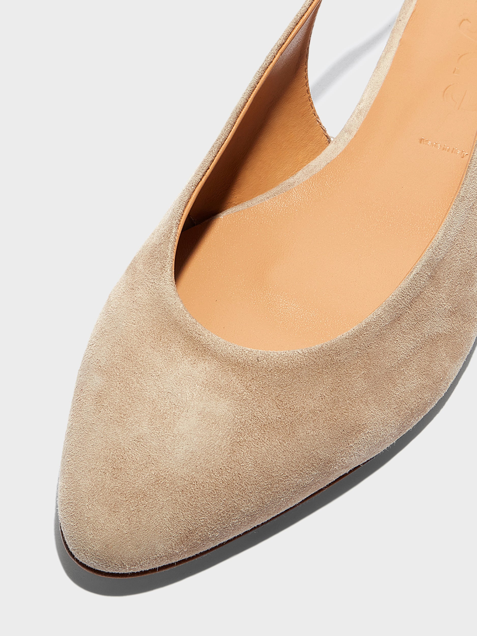 Aeyde | Amelia Leather Flats for Women | Sand Suede |  | Flat Heel | Heel Details