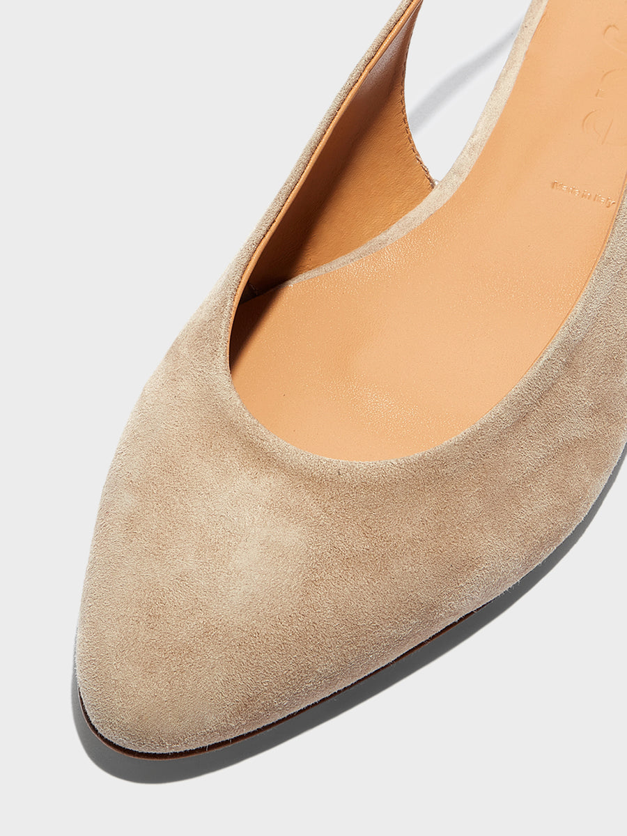 Aeyde | Amelia Leather Flats for Women | Sand Suede |  | Flat Heel | Heel Details