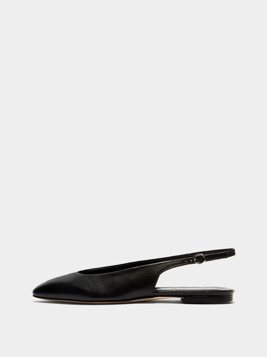 Aeyde | Amelia Leather Flats for Women | Black Nappa |  | Flat Heel | Side View