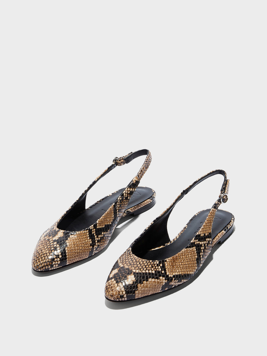 Aeyde | Amelia Leather Flats for Women | Hazelnut Snake |  | Flat Heel | Luxury Materials | Handmade in Italy