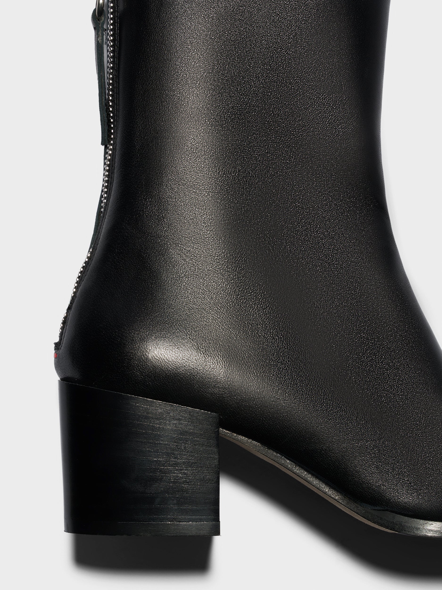 Aeyde | Amina Leather Ankle Boots Leather Ankle Boots for Women | Black Nappa | Square Toe | Mid Heel | Heel Details
