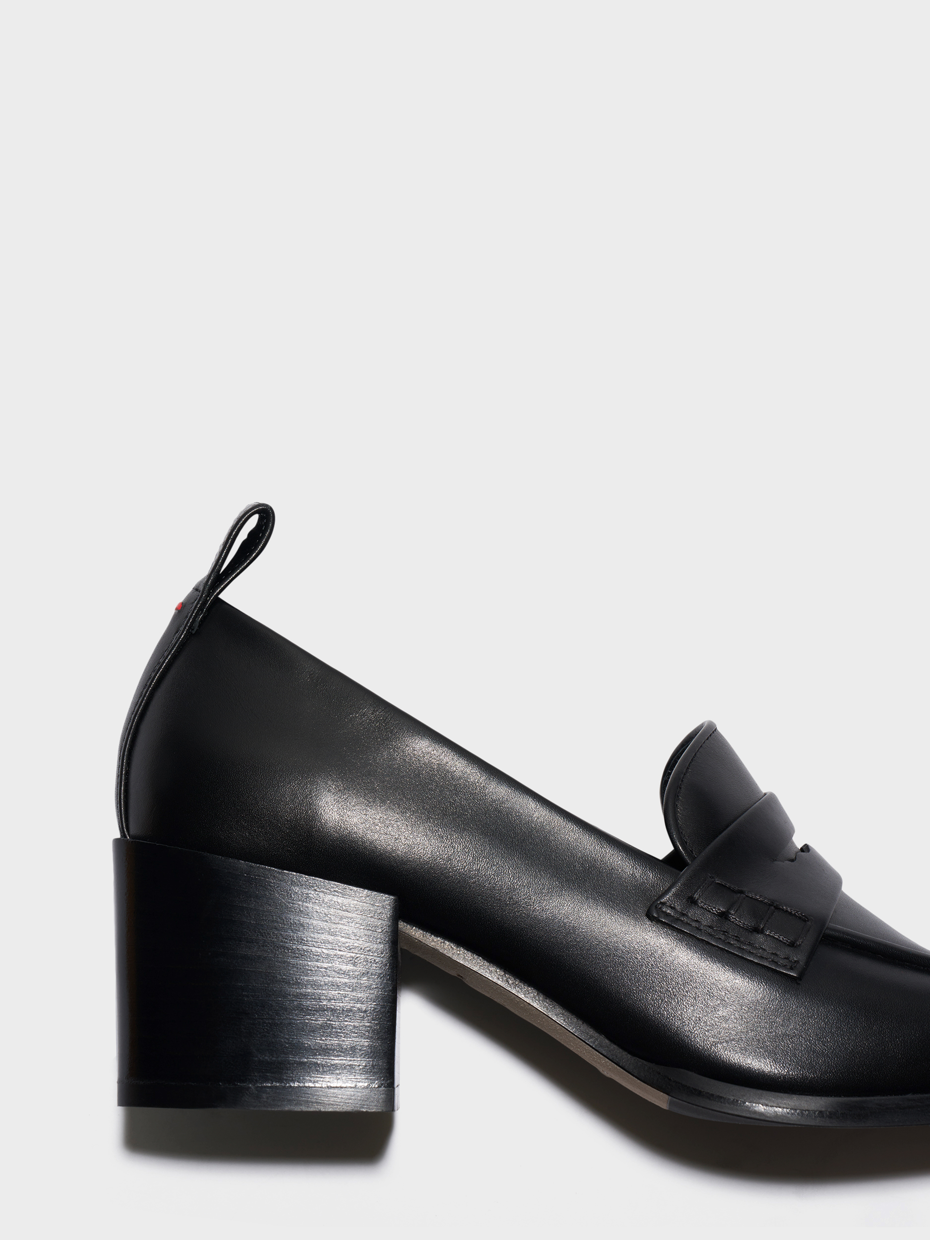 Aeyde | Anka Block-Heel Loafers Leather Loafers, Pumps for Women | Black Calf | Square Toe | Mid Heel | Heel Details