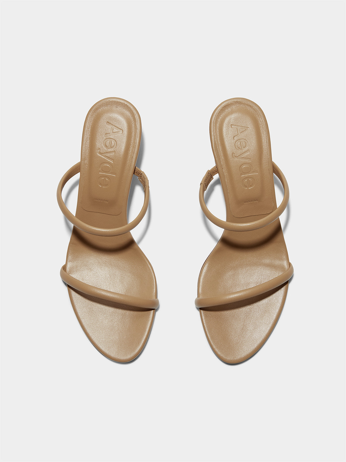 Aeyde | Anni Leather Sandals Leather Heeled Sandals for Women | Hazelnut Nappa | Round Toe | Mid Heel | Luxury Materials | Handmade in Italy