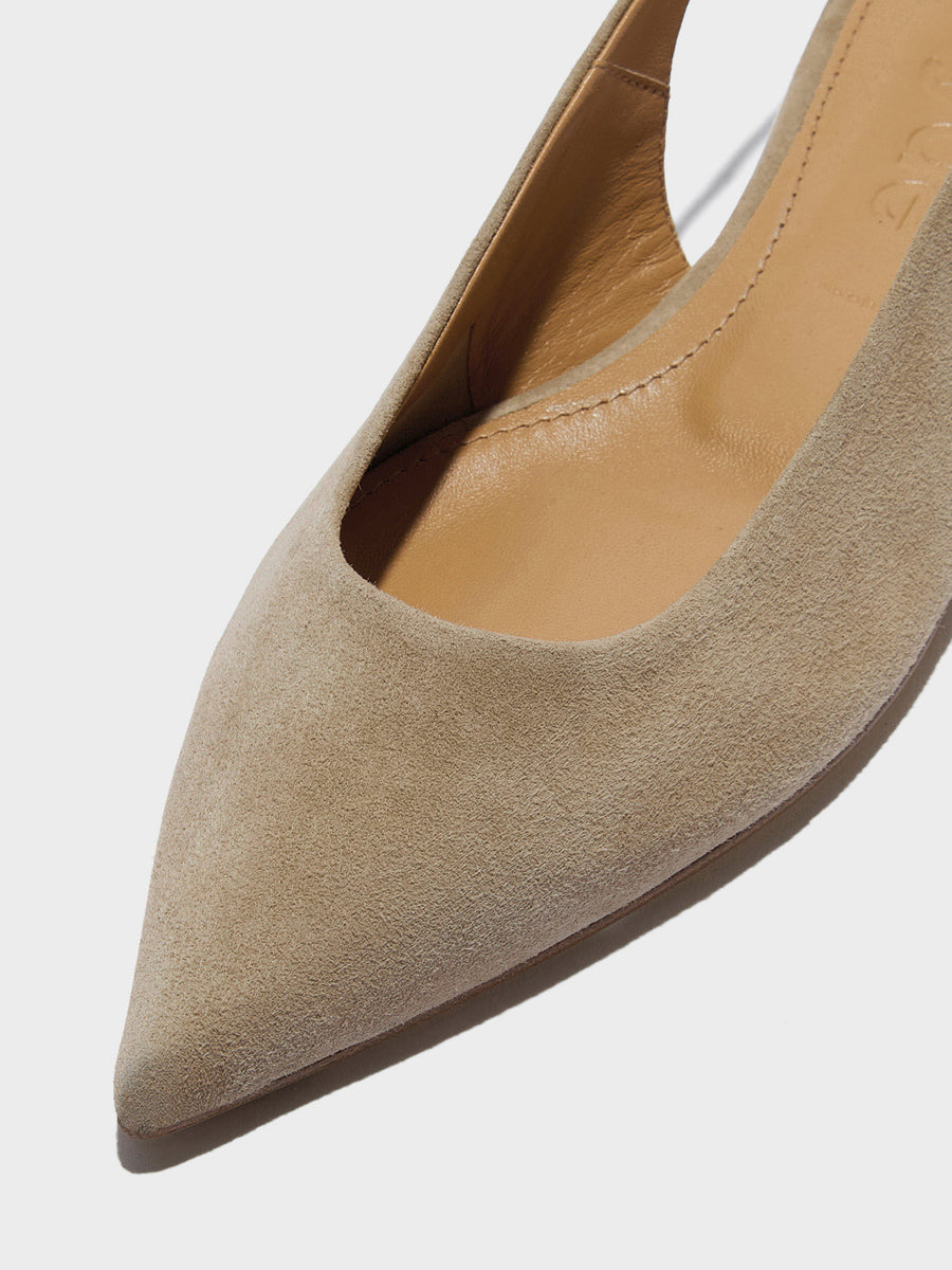 Aeyde | Annora Leather Flats for Women | Sand Suede | Pointed Toe | Flat Heel | Heel Details