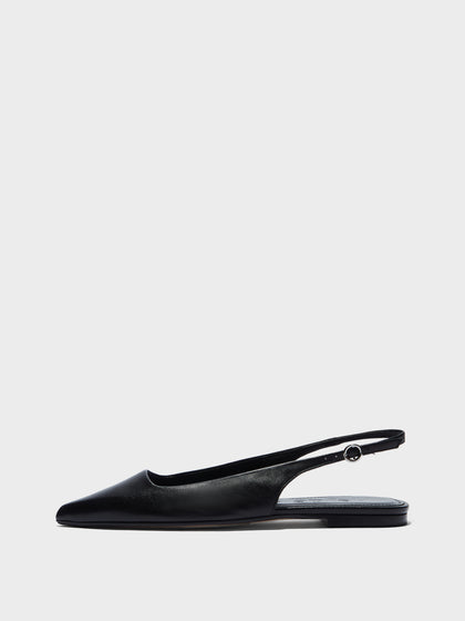 Aeyde | Annora Leather Flats for Women | Black Nappa | Pointed Toe | Flat Heel | Side View
