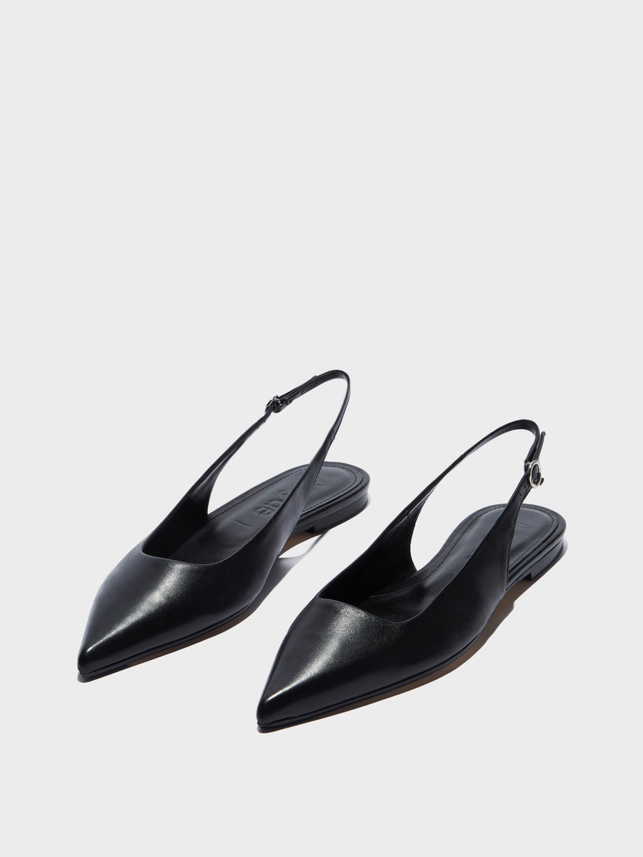 Aeyde | Annora Leather Flats for Women | Black Nappa | Pointed Toe | Flat Heel | Luxury Materials | Handmade in Italy