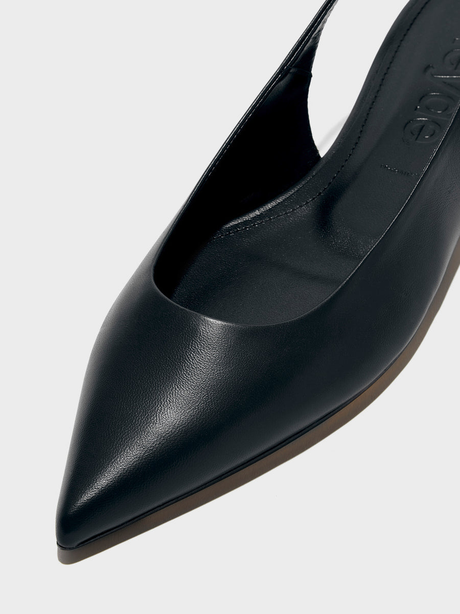 Aeyde | Annora Leather Flats for Women | Black Nappa | Pointed Toe | Flat Heel | Heel Details