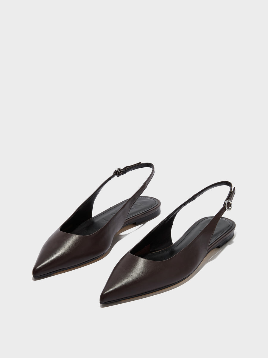 Aeyde | Annora Leather Flats for Women | Moka Nappa | Pointed Toe | Flat Heel | Luxury Materials | Handmade in Italy