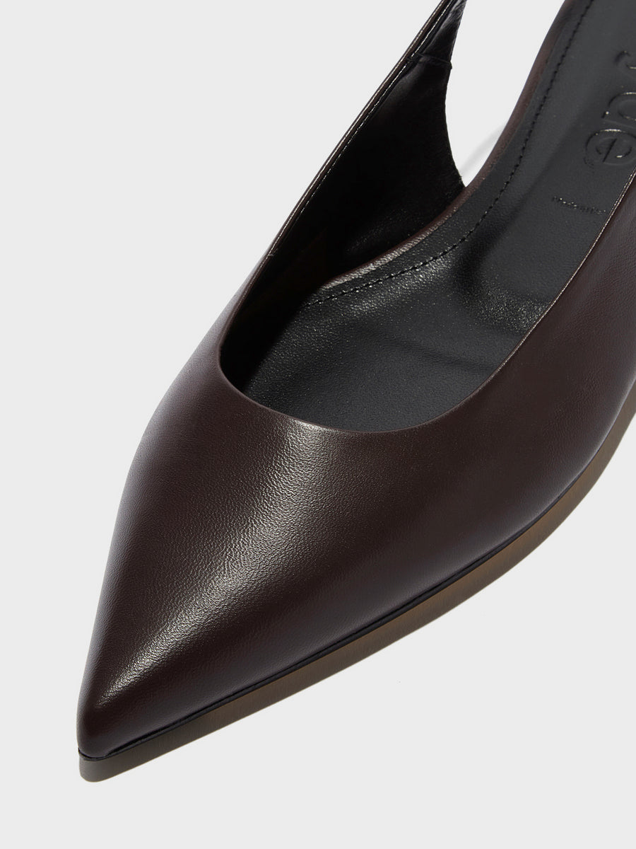 Aeyde | Annora Leather Flats for Women | Moka Nappa | Pointed Toe | Flat Heel | Heel Details