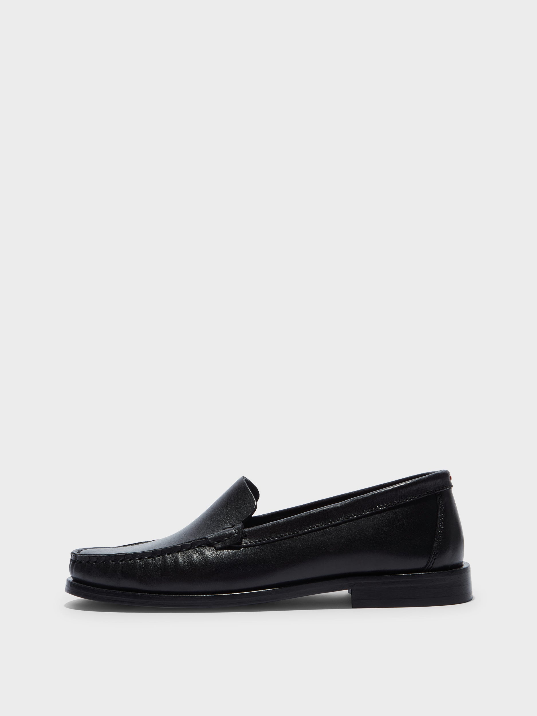 Aeyde | Arthur Leather Flats for Women | Black Calf | Round Toe | Flat Heel | Side View