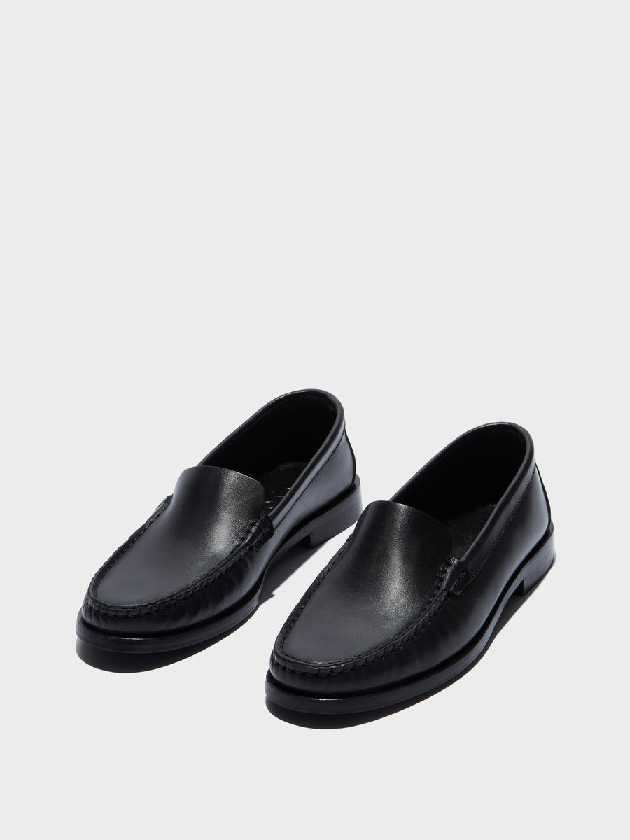 Aeyde | Arthur Leather Flats for Women | Black Calf | Round Toe | Flat Heel | Luxury Materials | Handmade in Italy