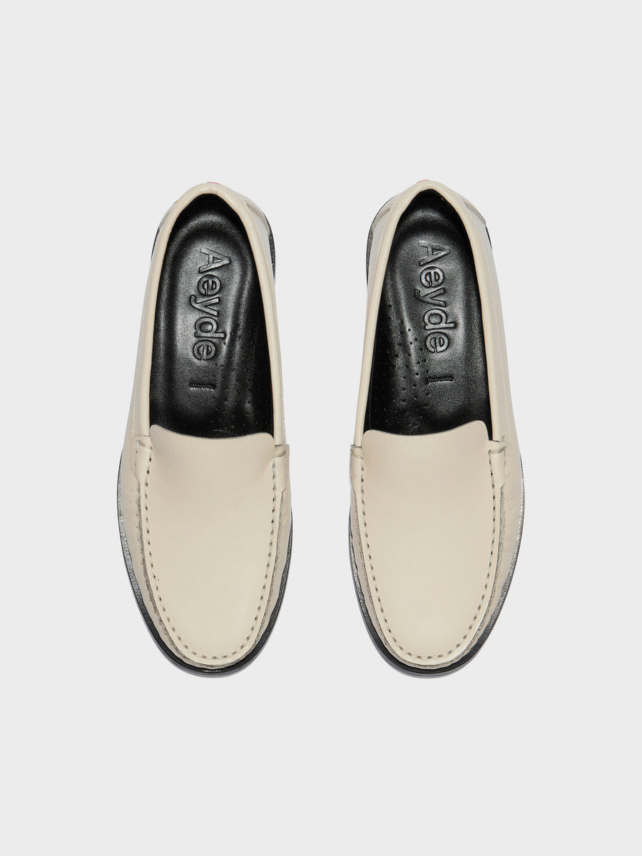 Aeyde | Arthur Leather Flats for Women | Creamy Calf | Round Toe | Flat Heel | Front View