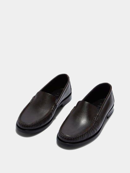 Aeyde | Arthur Leather Flats for Women | Moka Calf | Round Toe | Flat Heel | Luxury Materials | Handmade in Italy