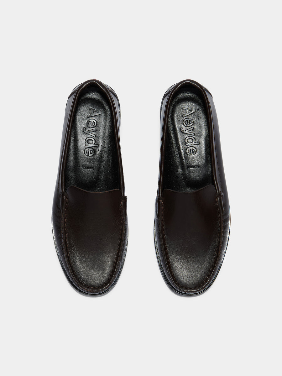Aeyde | Arthur Leather Flats for Women | Moka Calf | Round Toe | Flat Heel | Front View