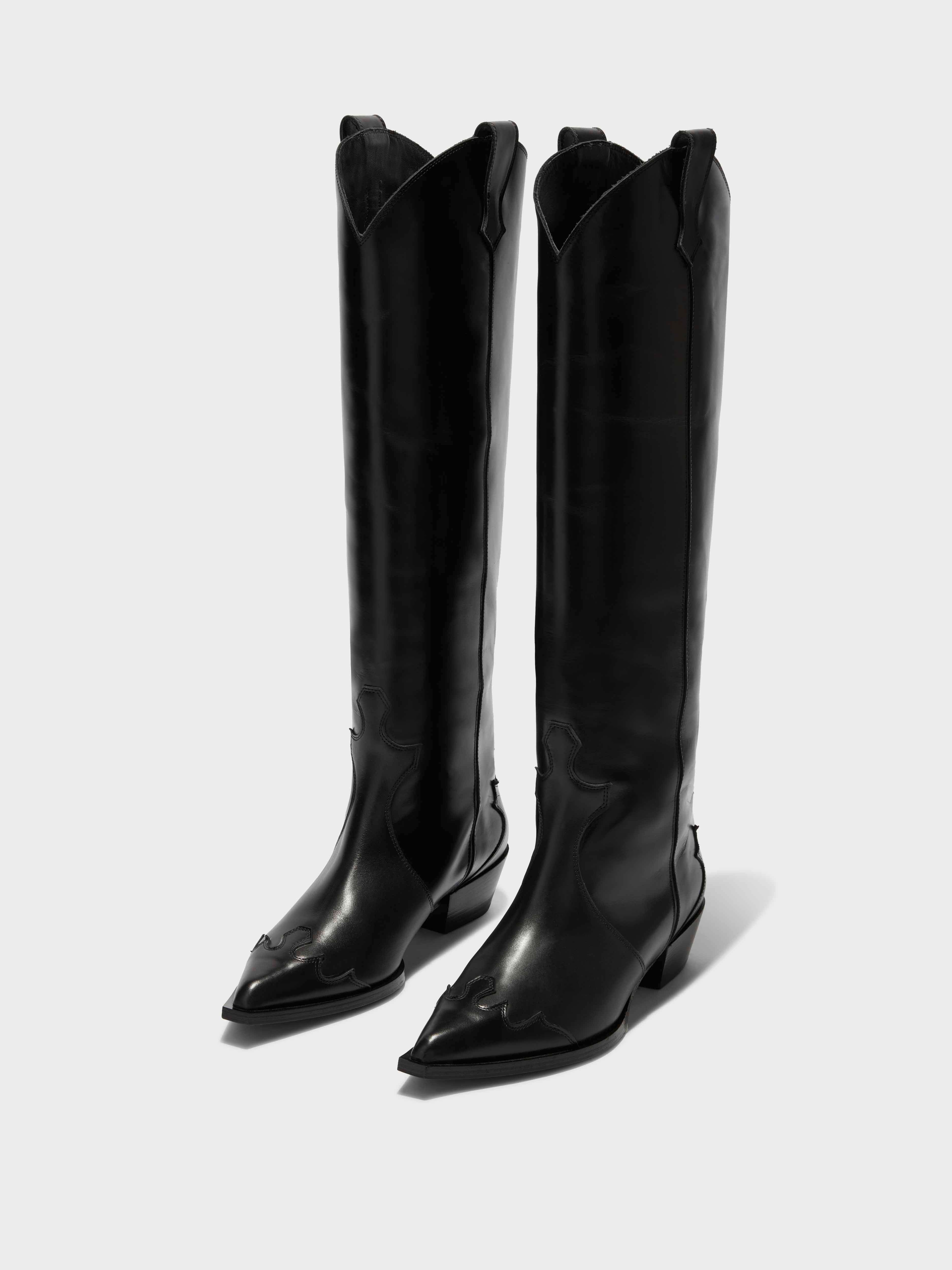 Aruna Leather Knee-High Cowboy Boots - Image 2