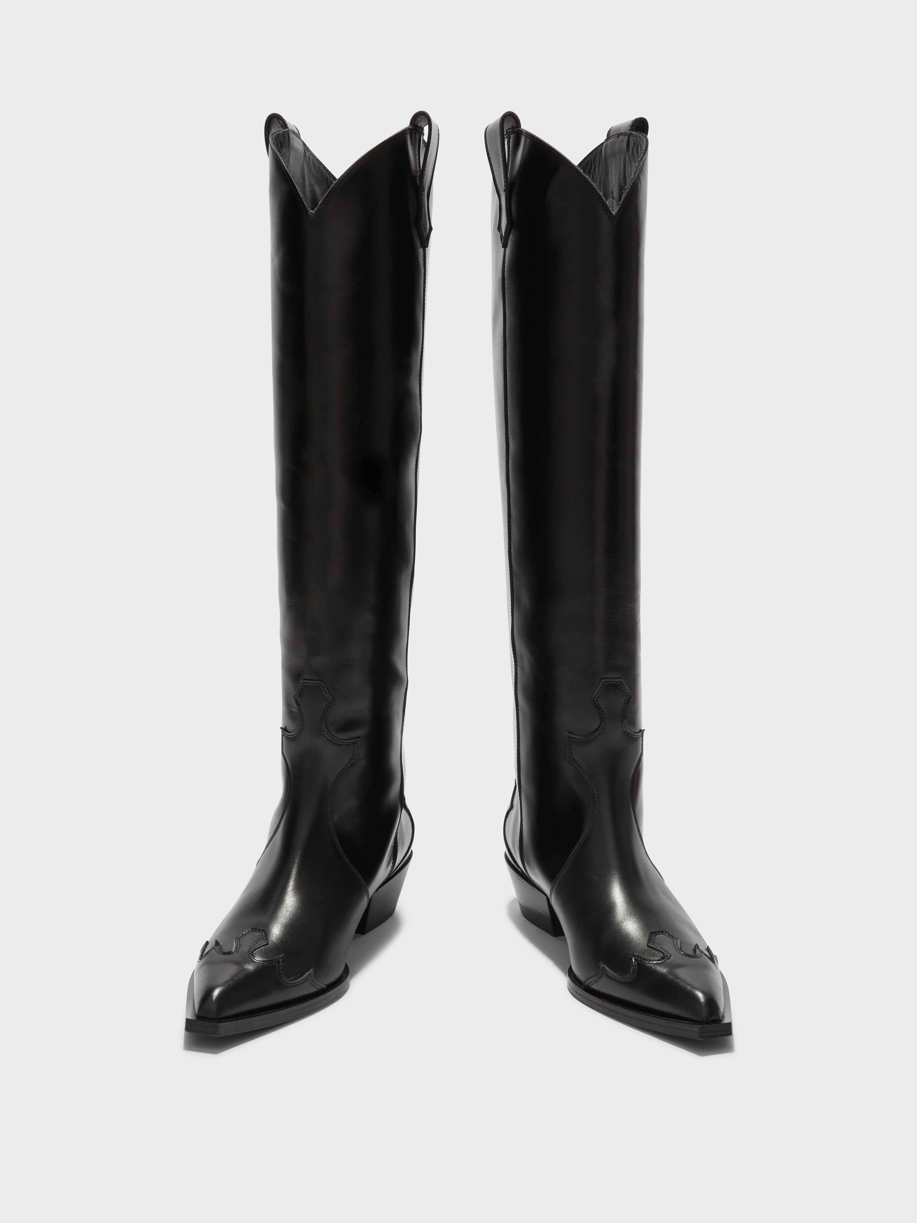 Aruna Leather Knee-High Cowboy Boots - Image 5