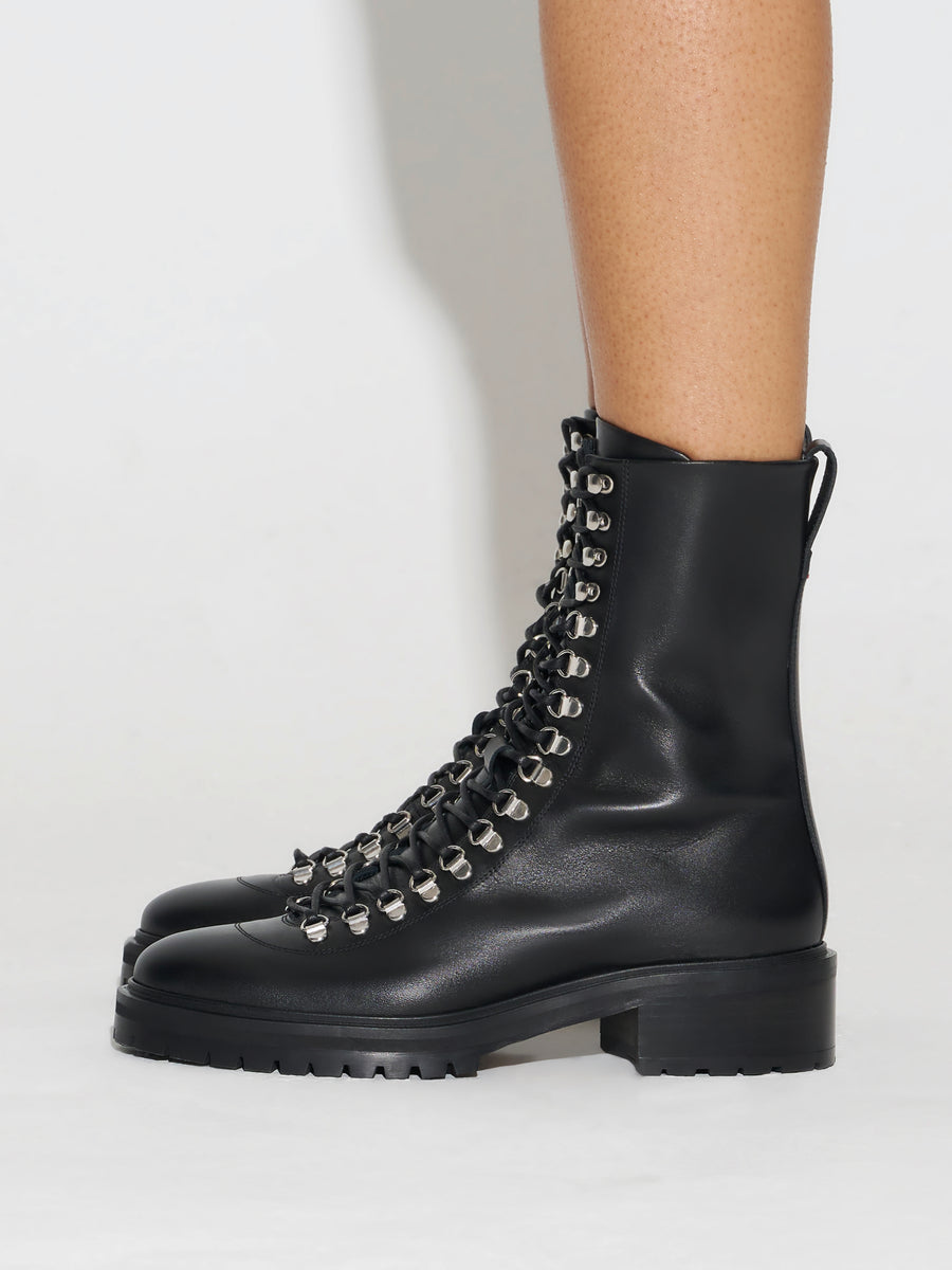 Aeyde | Aspen Leather Ankle Boots for Women | Black Calf | Round Toe | Low Heel | How to Style