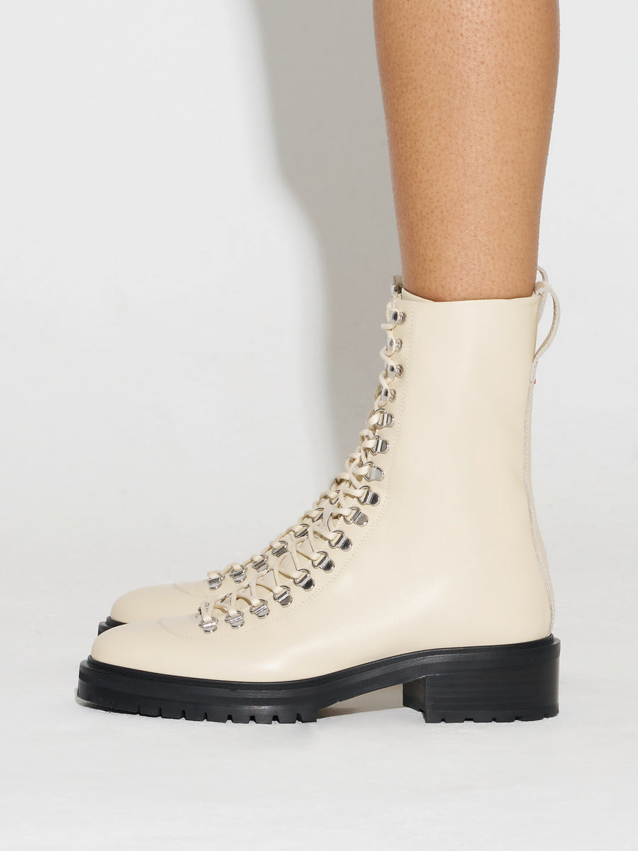 Aeyde | Aspen Leather Ankle Boots for Women | Creamy Calf | Round Toe | Low Heel | How to Style