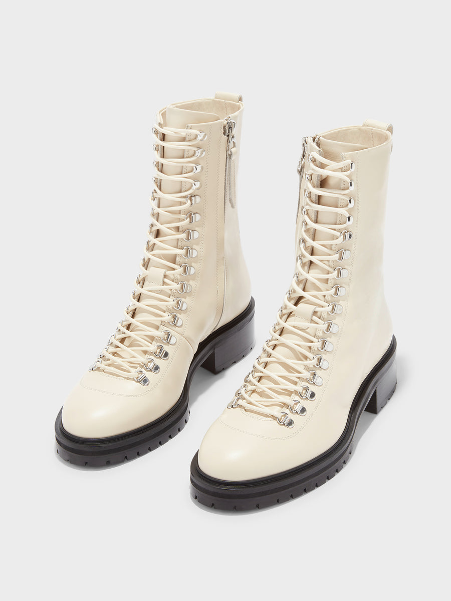 Aeyde | Aspen Leather Ankle Boots for Women | Creamy Calf | Round Toe | Low Heel | Luxury Materials | Handmade in Italy