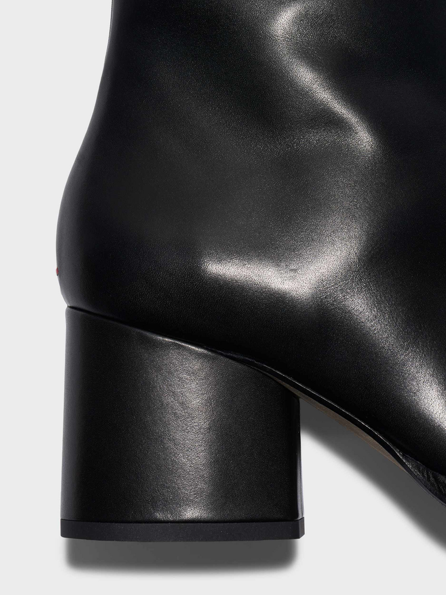 Aeyde | Ayla Leather Ankle Boots Leather Ankle Boots for Women | Black Calf | Round Toe | Mid Heel | Heel Details