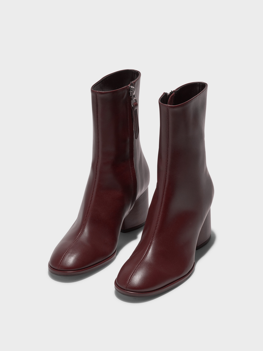 Aeyde | Ayla Leather Ankle Boots Leather Ankle Boots for Women | Port Calf | Round Toe | Mid Heel | Luxury Materials | Handmade in Italy