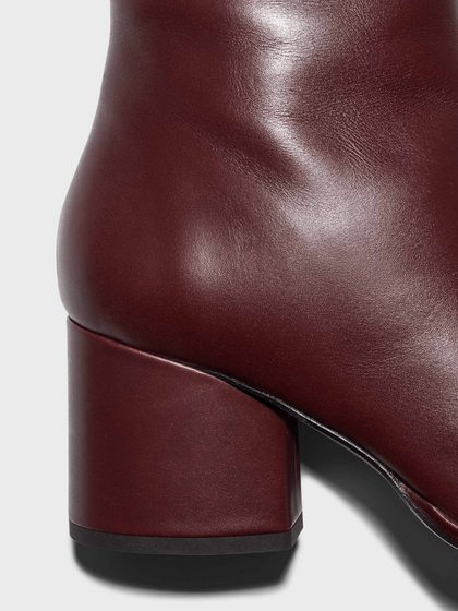 Aeyde | Ayla Leather Ankle Boots Leather Ankle Boots for Women | Port Calf | Round Toe | Mid Heel | Heel Details
