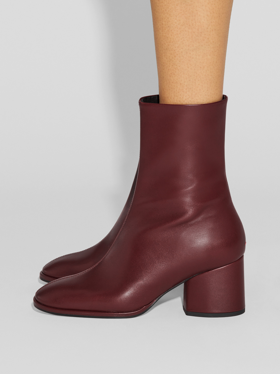 Aeyde | Ayla Leather Ankle Boots Leather Ankle Boots for Women | Port Calf | Round Toe | Mid Heel | How to Style
