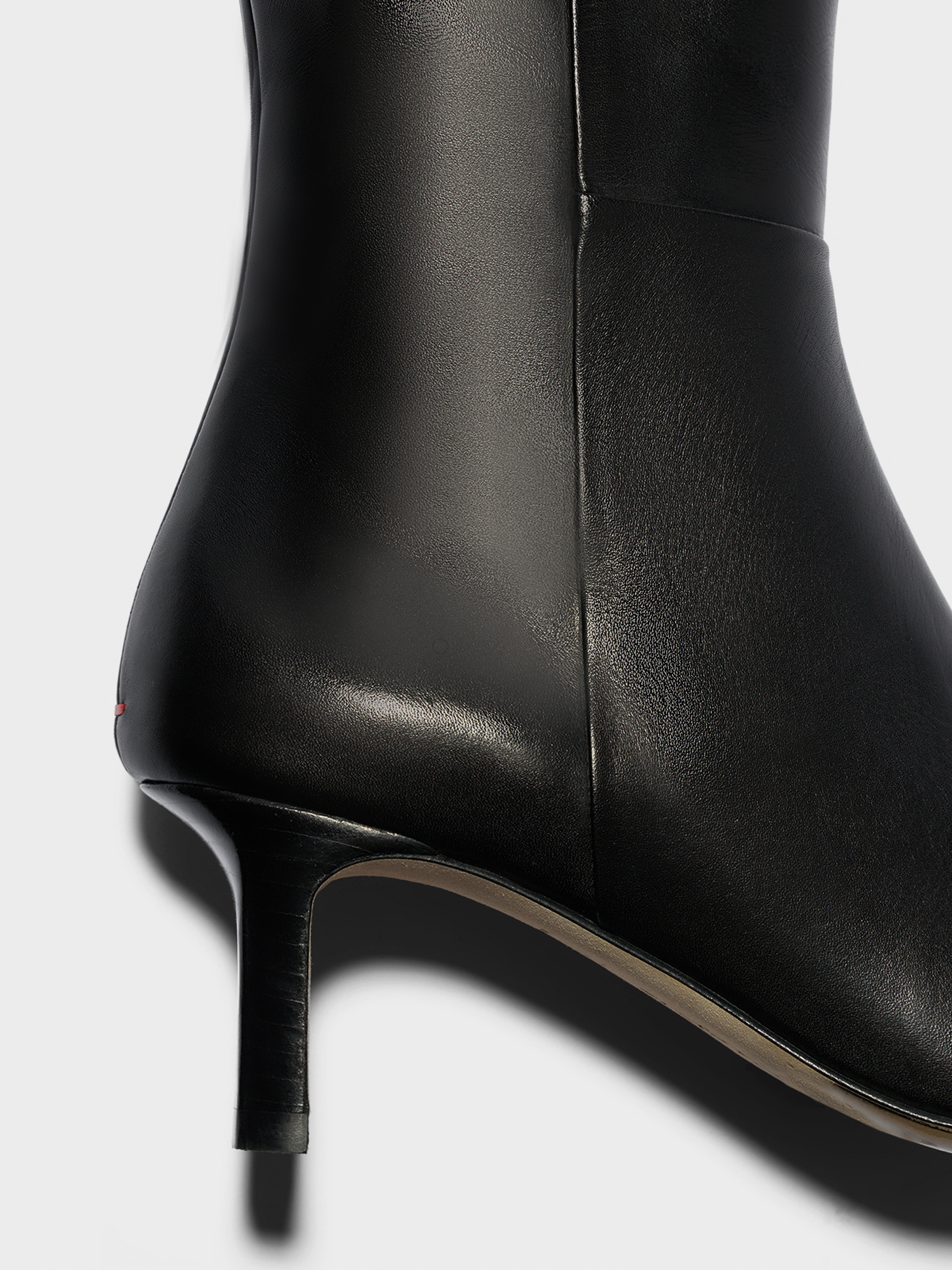 Aeyde | Bita Knee-High Boots Leather Knee High Boots for Women | Black Calf | Square Toe | Mid Heel | Front View