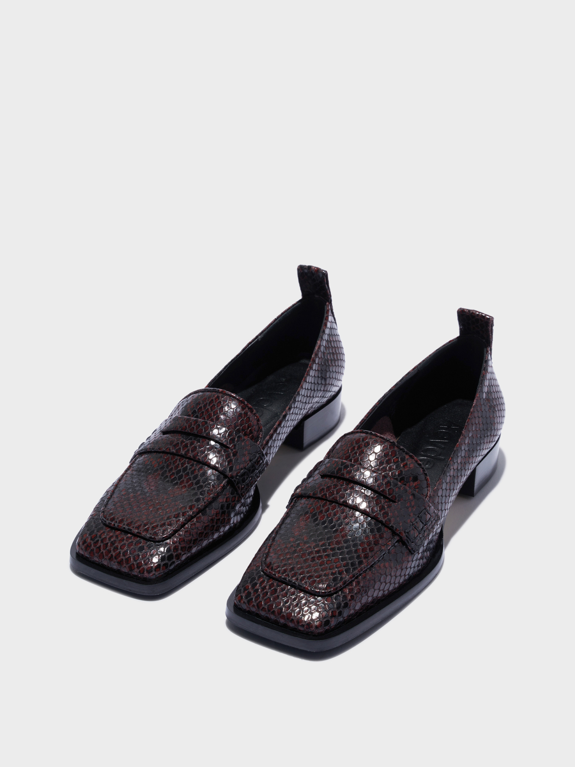 Aeyde | Blake Square-Toe Flats Leather Flats for Women | Port Snake | Square Toe | Flat Heel | Luxury Materials | Handmade in Italy