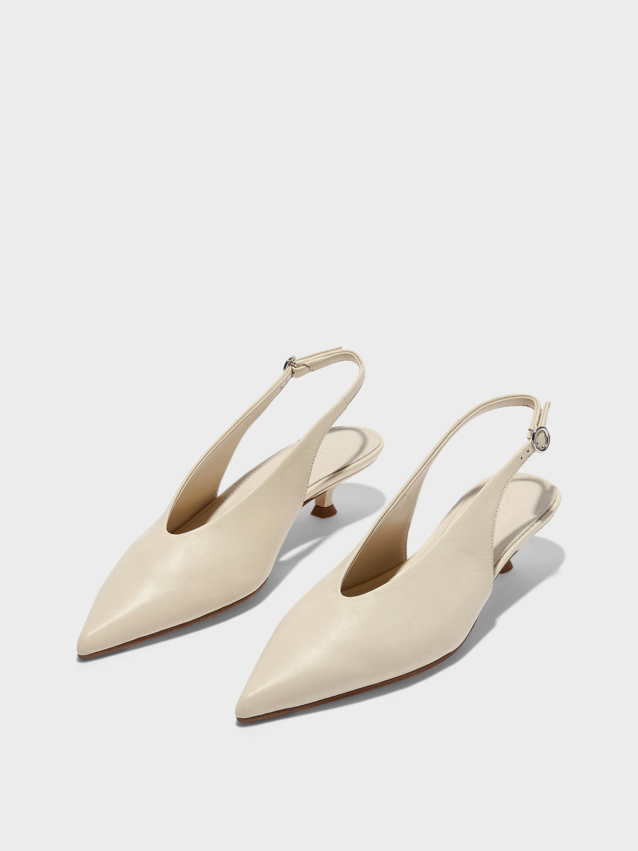 Aeyde | Camila Leather Pumps for Women | Creamy Nappa | Pointed Toe | Mid Heel | Luxury Materials | Handmade in Italy