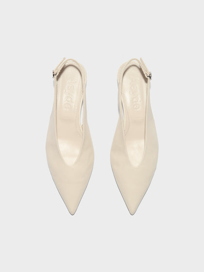 Aeyde | Camila Leather Pumps for Women | Creamy Nappa | Pointed Toe | Mid Heel | Front View