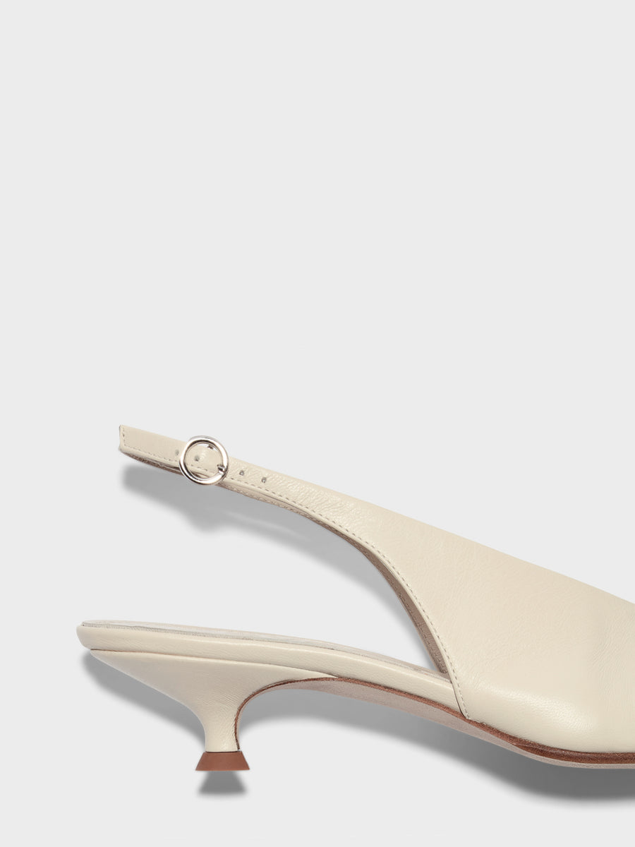 Aeyde | Camila Leather Pumps for Women | Creamy Nappa | Pointed Toe | Mid Heel | Heel Details