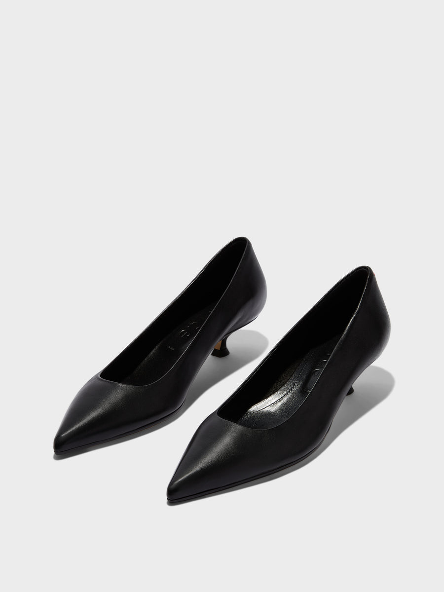 Aeyde | Cari Leather Pumps for Women | Black Nappa | Pointed Toe | Mid Heel | Luxury Materials | Handmade in Italy