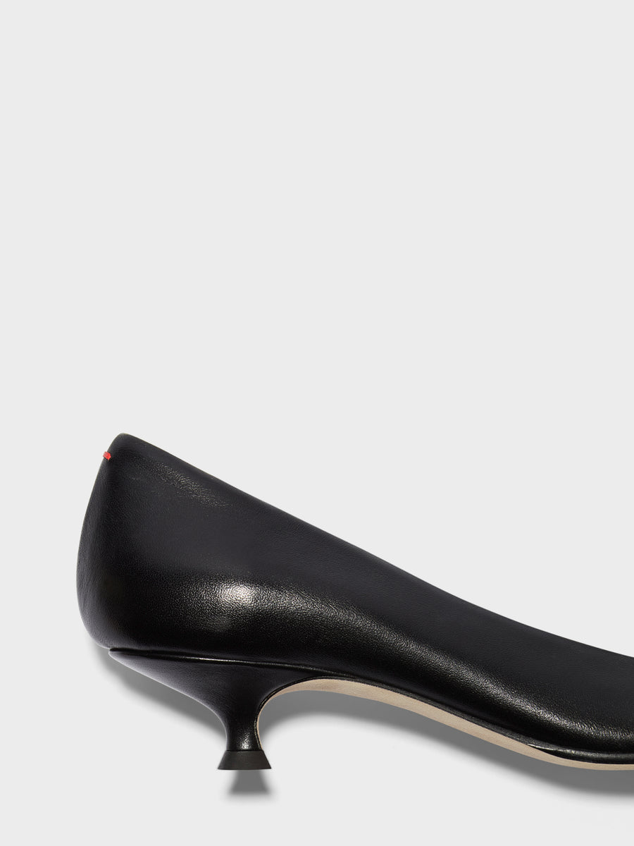Aeyde | Cari Leather Pumps for Women | Black Nappa | Pointed Toe | Mid Heel | Heel Details