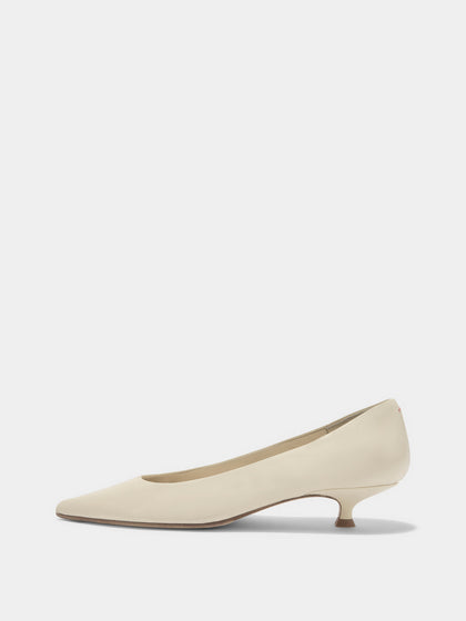 Aeyde | Cari Leather Pumps for Women | Creamy Nappa | Pointed Toe | Mid Heel | Side View