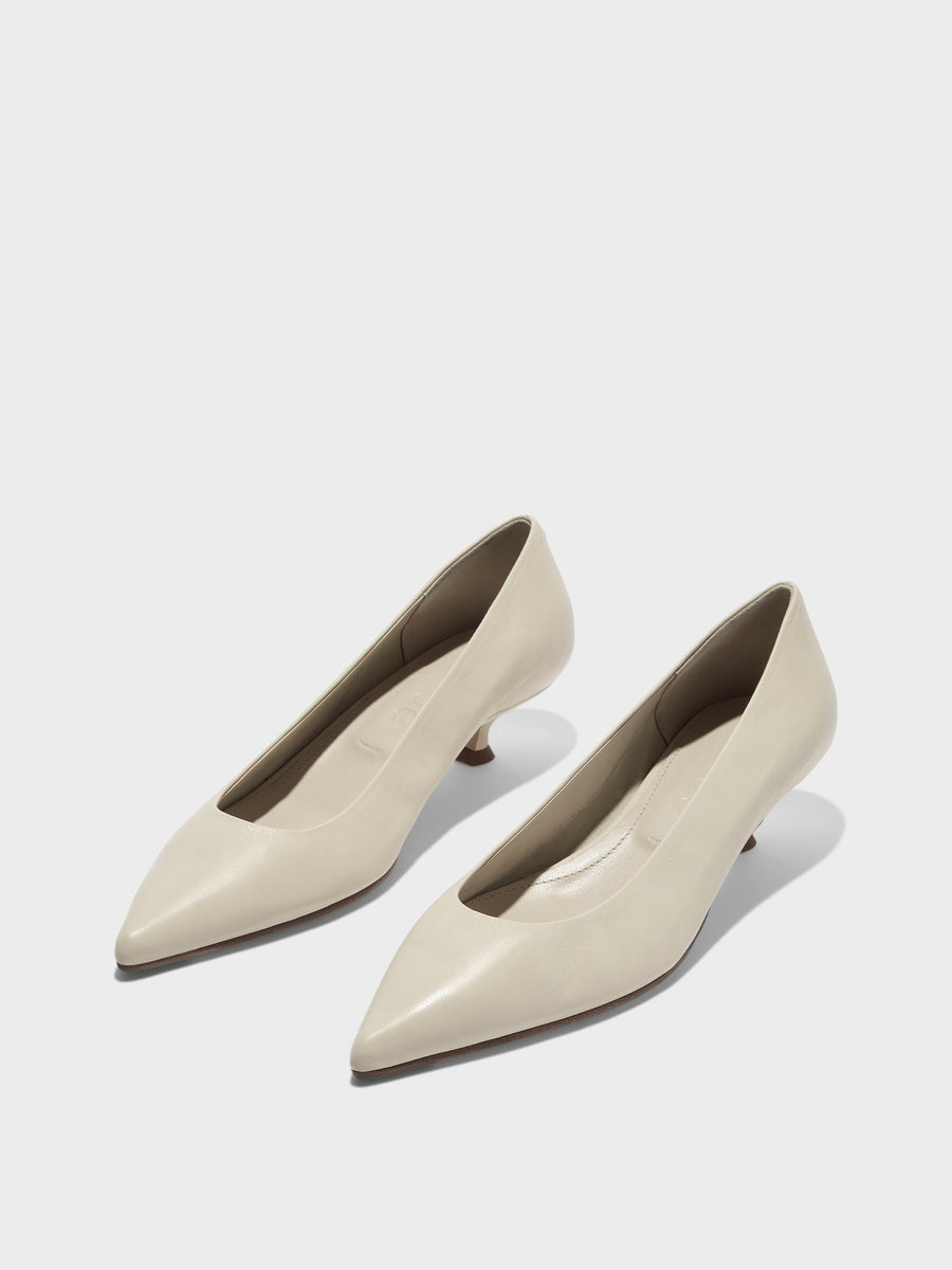 Aeyde | Cari Leather Pumps for Women | Creamy Nappa | Pointed Toe | Mid Heel | Luxury Materials | Handmade in Italy